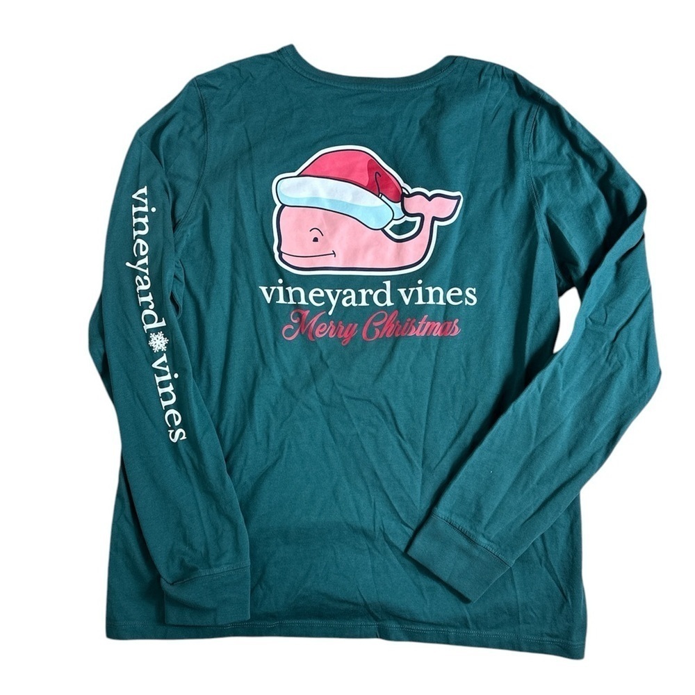 Vineyard Vines Teal Christmas Long Sleeve Shirt